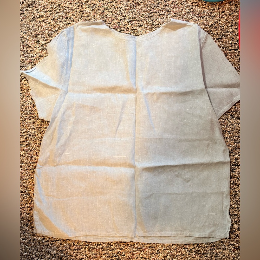 Willow Light Cream Linen Short Sleeve Blouse
